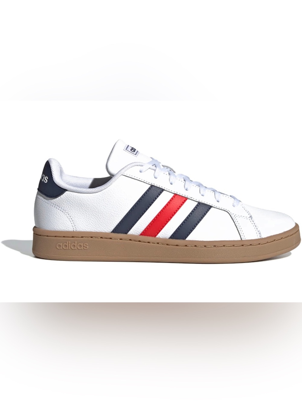 NWT adidas Grand Court Retro White Red Blue Stripe Gum Sole Sneakers Men’s 9.5